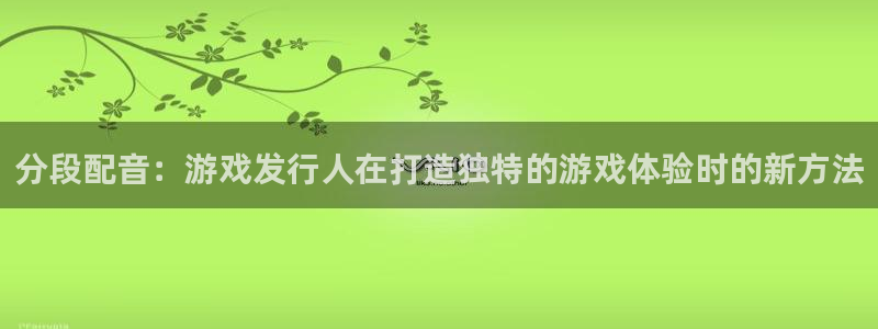 db电竞子图书：分段配音：游戏发行人在打造独特的游戏体验时的新方法
